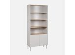Libreria In Metallo E Decorazione In Legno A 6 Livelli, Beige