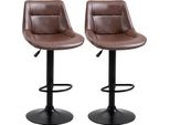 Fortuna Lai Set Di 2 Sgabelli Da Bar Regolabili In Altezza Con Schienale, Sgabello Da Bistrot Girevole In Pelle Finta Marrone, Ideale Per Cucina E Bar