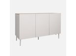 Credenza In Metallo E Decorazione In Legno 3 Ante, 120Cm, Beige