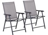 Fortuna Lai Set Di 2 Sedie Da Campeggio Pieghevoli Con Braccioli, Sedie Da Pesca In Metallo Grigio 58X64X94 Cm