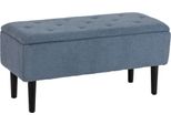 Panca Fortuna Lai Con Vano Contenitore, Panca Letto, Panca Imbottita Con Coperchio Ribaltabile, Panca Contenitore, Per Soggiorno, Camera Da Letto, Blu, 95 X 38 X 45 Cm