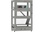 Gabbia Per Criceti Nani Fortuna Lai In Legno, 65 X 45 X 109 Cm Gabbia Per Roditori Con Casette, Altalena, Pallet, Ciotole Per Il Cibo, Gabbia Per Piccoli Animali A 4 Livelli Con Serratura, Rampe, Rotelle, Grigio