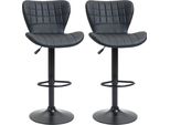 Fortuna Lai Set Di 2 Sedie Da Bar Design Retrò Regolabili In Altezza Girevoli A 360° Pelle Nera Per L'ufficio Domestico Stabili 47 X 51,5 X 89-109 Cm