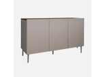 Credenza In Metallo E Decorazione In Legno 3 Ante, 120Cm, Grigio