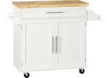 Carrello Da Cucina Fortuna Lai Carrello Di Servizio Con Piano Di Lavoro Carrello Da Cucina Con Ripiano Per Spezie, Portasciugamani Per Soggiorno Sala Da Pranzo Bianco 109 X 40 X 89 Cm