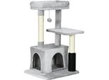 Tiragraffi Fortuna Lai Con Cuccia Lavabile, Tiragraffi Con Lettiera, Giocattoli, Grigio Chiaro, 48X48X85 Cm