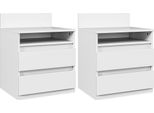 Fortuna Lai Set Di 2 Comodini Con 2 Cassetti, Tavolino, Comodino Con Ripiano, Comò Per Camera Da Letto, Soggiorno, Circa 40 X 32 X 50 Cm, Bianco