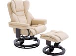 Poltrona Relax Fortuna Lai Con Poggiapiedi, Poltrona Tv Girevole, Poltrona Tv Con Funzione Reclinabile, Poltrona Relax, Poltrona Reclinabile Per Soggiorno, Camera Da Letto, Ecopelle, Color Crema |
