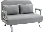 Divano Letto Fortuna Lai A Due Posti Funzione Letto E Cuscini, Divano Regolabile, Fino A 150 Kg, Grigio Chiaro