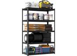 Fortuna Lai H198Cm Scaffale Per Carichi Pesanti A 5 Ripiani – Scaffale Metallico Da Magazzino Con Portata 650 Kg, Scaffale Industriale Regolabile In Altezza Per Garage, Cantina E Officina, Nero, H198Cm × L120Cm × P45,7Cm