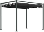 Fortuna Lai Pergola Gazebo Copertura Per Terrazza Con Tetto Scorrevole 298X213X221 Cm Poliestere Nero Grigio Per Giardino E Terrazza