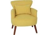 Fortuna Lai Poltrona Moderna, Sedia Imbottita Con Cuscino Lombare, Gambe In Legno Di Gomma, Giallo