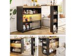 Fortuna Lai Tavolo Da Bar Estensibile Con Spazio Contenitivo, Tavolo Da Bar Moderno E Mobile, Tavolo Da Bar Telescopico Con Led, Tavolo Alto Da Bistrot, Tavolo Alto Da Cucina, Tavolo Da Bistrot, Ampio Spazio Contenitivo, Nero (138-204×39×105 Cm)