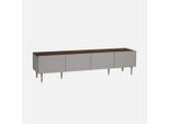 Mobile Tv In Metallo E Decorazione In Legno 4 Ante, 180Cm, Grigio