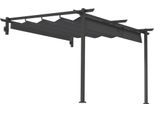 Fortuna Lai Tettoia Per Terrazza Pergola Ca. 3X3 M Copertura Per Terrazza, Gazebo Da Giardino In Alluminio, Montaggio A Parete, Gazebo Da Giardino Con Tetto Regolabile, Protezione Solare Per Terrazza E Giardino, Grigio Scuro