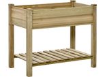 Fortuna Lai Aiuola Rialzata Con Ripiano, Aiuola Rialzata Per Erbe Aromatiche Con Fori Di Drenaggio, Cassetta Per Piante In Legno, Resistente Alle Intemperie, Aiuola Per Ortaggi, Aiuola Da Giardino, Aiuola Per Piante Da Giardino, Balcone, Terrazza, 91 X 51 X 76 Cm, Verde