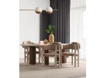 Set Da Pranzo Beige Chiaro Tavolo Da Pranzo In Legno 6X Eleganti Sedie Imbottite