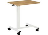 Fortuna Lai Scrivania Regolabile In Altezza Con Rotelle Tavolo Per Laptop Salvaspazio A Forma Di C Bianco Naturale 70-110 Cm Fino A 70 Kg