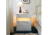 Fortuna Lai Comò Led A 3 Cassetti Per Camera Da Letto Tavolino Con Ripiano In Acrilico Comodini Led Per Camera Da Letto Soggiorno Mobili Da Comodino (Pietra Bianca)