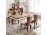 Sedia Da Pranzo Fortuna Lai (Sedia Da Cucina/Soggiorno Con Esclusivo Battente Sul Retro, 4 Pezzi), Sedia Imbottita Con Rivestimento In Chiodini, Gambe In Legno Massello, Rivestimento In Velluto, Marrone