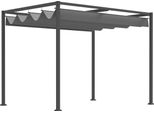 Fortuna Lai Pergola Gazebo Copertura Per Terrazza Con Tetto Scorrevole 298 X 213 X 221 Cm, Grigio, Poliestere Resistente Alle Intemperie Per Giardino E Terrazza