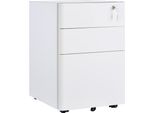 Fortuna Lai Contenitore Con Rotelle Armadio Mobile Per Documenti Con 3 Cassetti, Armadio Da Ufficio, Acciaio, Bianco, 39X48X59 Cm