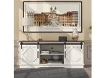 Fortuna Lai Grande Mobile Tv Mobile Tv Sideboard Entertainment Center Con 2 Ante Scorrevoli Classiche Ripiani Regolabili Per Soggiorno Sala Da Pranzo Casa Di Campagna Design Moderno 150*40*60 Cm