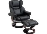 Poltrona Relax Fortuna Lai Con Poggiapiedi Poltrona Tv Girevole Con Funzione Reclinabile, Ecopelle, Nero