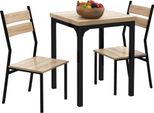 Fortuna Lai Set Da Pranzo 3 Pezzi Con Tavolo Da Cucina E Sedie In Legno Naturale + Nero Con 1 Tavolo + 2 Sedie