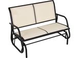 Fortuna Lai Sedia A Dondolo 2 Posti Panchina Da Giardino Altalena Da Giardino Panchina Panchina Da Parco Mobili Da Giardino In Metallo Nero+Beige 120 X 70 X 85 Cm