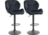 Fortuna Lai Set Di 2 Sgabelli Da Bar Girevoli Con Schienale Regolabile In Altezza, Rivestimento In Velluto Nero, Senza Braccioli, 51,5X57,5X93-114,5 Cm
