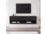 Fortuna Lai Mobile Tv Con Illuminazione, 7 Colori Regolabili, Mobile Tv Sospeso Mobile Tv Basso 140X35X40Cm, Nero