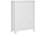 Fortuna Lai Armadio Portadocumenti Armadio Metallico Armadio Multiuso Con Doppia Porta A Lamelle Magnetiche 75 X 33 X 110 Cm Bianco