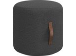 Fortuna Lai Pouf Poggiapiedi Pouf Rotondo Imbottito Ottomana Con Maniglia Poggiapiedi Per Soggiorno Camera Da Letto Grigio Scuro Ø48 X 45 Cm