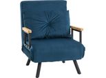 Fortuna Lai Divano Letto Poltrona Relax Funzione Letto Letto Per Ospiti Velluto Cuscino Schienale Schienale Regolabile Blu 63X73X81Cm
