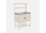 Mobile Da Esterno In Acciaio Con 2 Ripiani Sospesi E 2 Ante, 80Cm, Beige