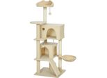 Fortuna Lai Tiragraffi 140 Cm Torre Per Gatti Con Amaca, Scaletta, Cuccia, 2 Palline Di Peluche, Tronchi Di Sisal, 48 X 48 X 140 Cm, Beige