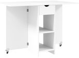 Fortuna Lai Tavolo Da Pranzo Pieghevole Tavolo Da Cucina Mobile Per 2-4 Persone Con Ripiani Aperti, 1 Cassetto, Tavolo Pieghevole Per Spazi Ridotti, Sala Da Pranzo 114,5 X 70 X 75 Cm, Bianco