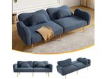 Fortuna Lai [Funzione Letto] Divano Letto A Due Posti - Moderno Divano A Due Posti Con Schienale Regolabile + Piedini In Metallo Dorato, Funzione Letto Integrata. Mobile Multifunzionale 2 In 1.