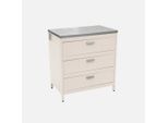 Mobile Da Esterno In Acciaio Con 3 Cassetti, 80Cm, Beige