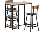 Set Tavolo Da Bar Fortuna Lai Con Sgabelli, Set Da 3 Pezzi Con Tavolo Da Cucina, 3 Ripiani, 2 Sedie Da Bar, In Stile Moderno, Gruppo Da Pranzo Per Sala Da Pranzo, Cucina, Acciaio, Rovere