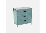 Mobile Da Esterno In Acciaio Con 3 Cassetti, 80Cm, Blu Grigio