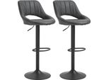 Set Di Sgabelli Da Bar Fortuna Lai 2 Sgabelli Da Cucina Girevoli Regolabili In Altezza Con Poggiapiedi In Pelle Finta E Struttura In Metallo 44 X 49 X 90-110 Cm Grigio | .De
