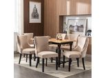 Fortuna Lai Sedia A 4 Gambe, Sedia Da Pranzo In Velluto Beige, Con Trapuntatura A Bottoni, Struttura In Legno Massello, Beige (Set Da 6 Pezzi)