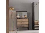 Elegante Toletta Da Camera Da Letto Marrone Chiaro Specchio