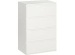 Fortuna Lai Comò Cassettiera Credenza Con 4 Cassetti, Armadio Da Ufficio Antiribaltamento In Bianco, 55 X 33 X 80 Cm, Ideale Per Soggiorni E Uffici