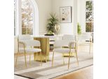 Fortuna Lai Sedia Da Pranzo (4 Pezzi), Sedia Da Pranzo Moderna Con Gambe Dorate, Sedie Per Soggiorno, Sala Da Pranzo E Camera Da Letto, Sedia Ergonomica, Sedia Beige