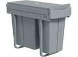 Fortuna Lai Pattumiera Estraibile, Contenitore Per Rifiuti Da Cucina Con 2 Secchi Rimovibili, Maniglia, 30 Litri (20 L+10 L), Metallo, Grigio