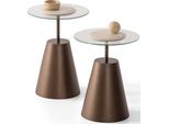 Elegante Set Di Tavolini Tavolini Marroni Elegante Piano In Vetro 3 Pezzi