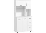 Armadio Da Cucina Fortuna Lai, Buffet, 3 Cassetti, 3 Ripiani, Ampio Spazio Di Stivaggio, 89X39,5X168 Cm, Bianco